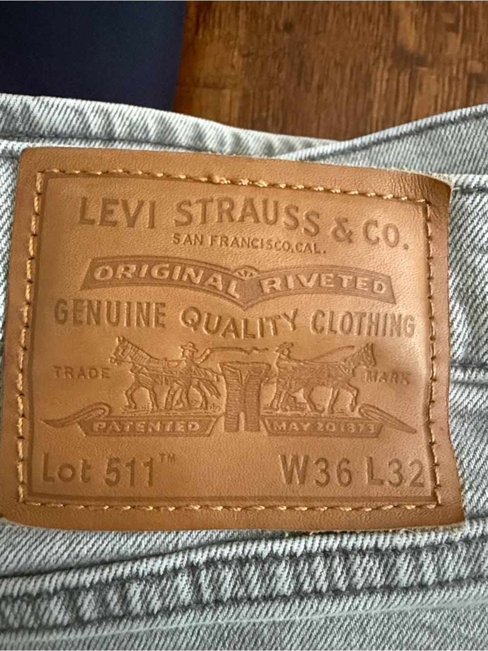 Levi's Slim Men's Jeans Light Gray with Tan Leather Patch